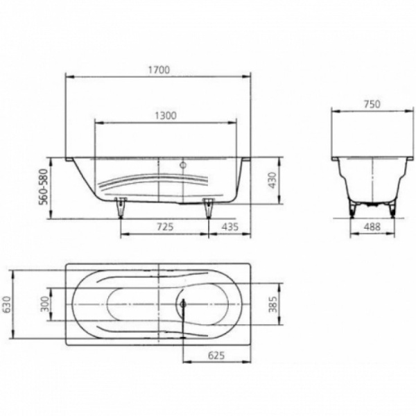 Стальная ванна (170х75) Kaldewei Vaio Set Star 955 Standard 233500010001
